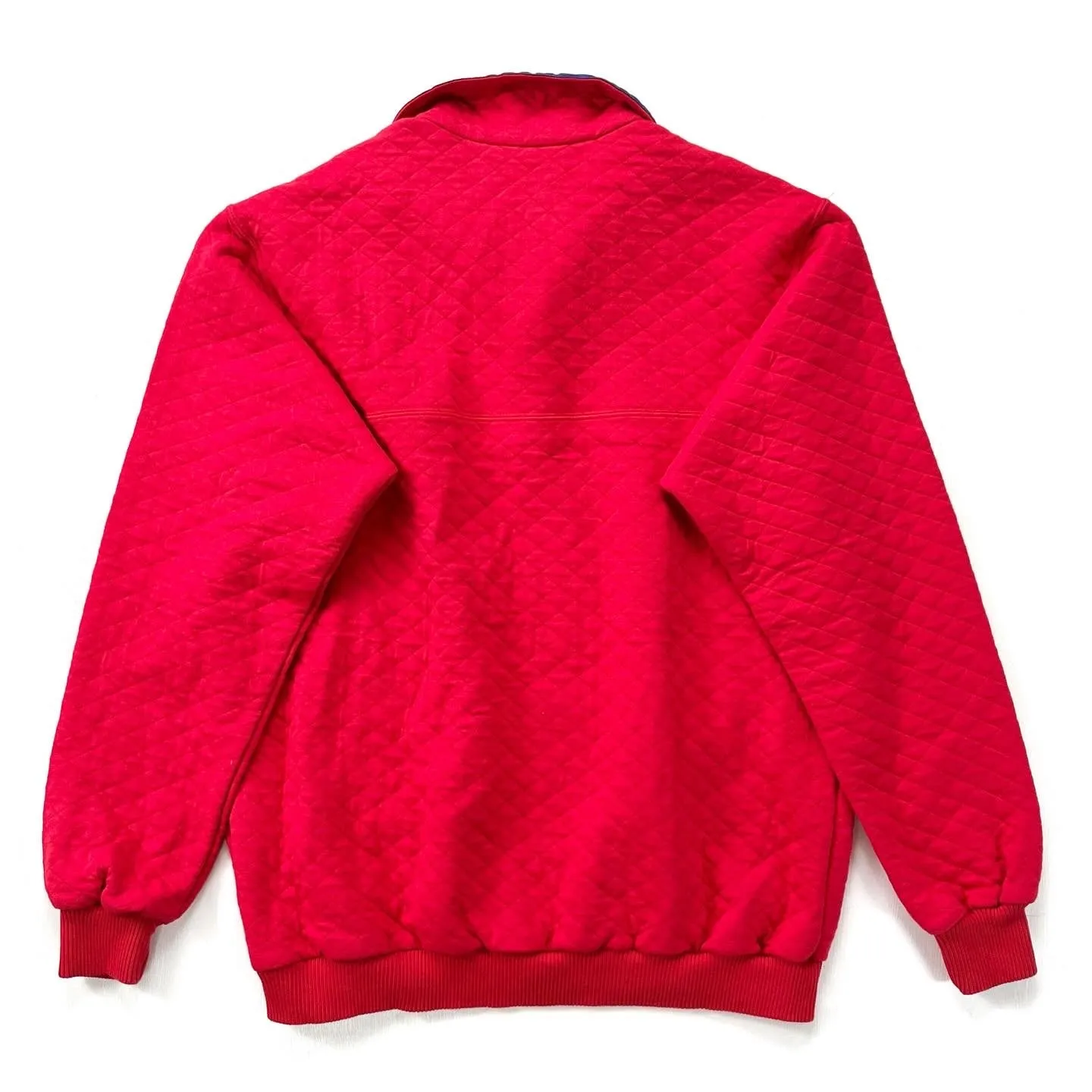 1986 Patagonia Cotton Diamond Quilt Snap-T, Red & Cobalt (M)