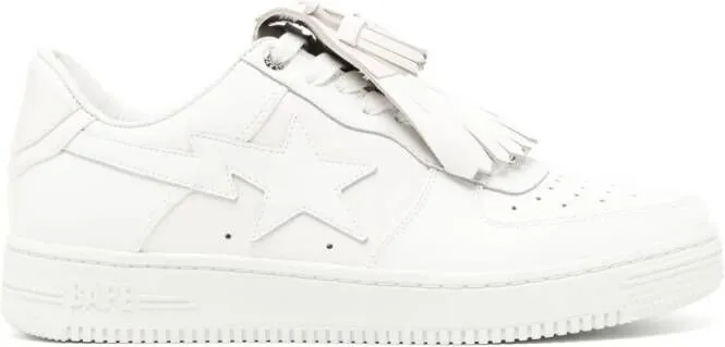 A BATHING APE quilt tassel leather sneakers White