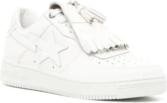 A BATHING APE quilt tassel leather sneakers White