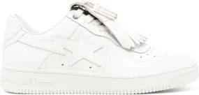 A BATHING APE quilt tassel leather sneakers White