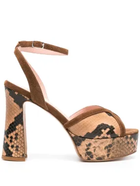 Anna F. 120mm snakeskin effect sandals - Neutrals