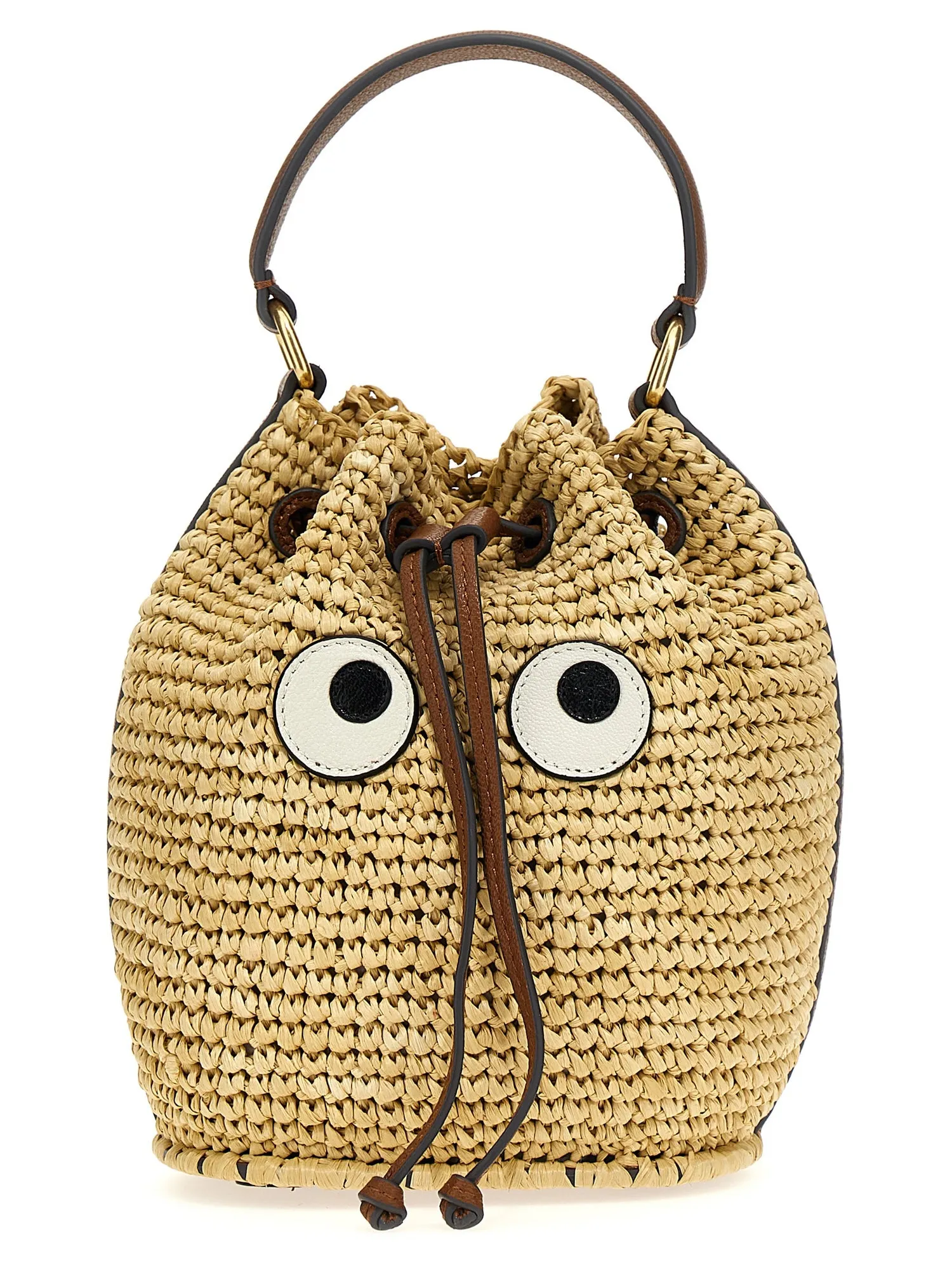 Anya Hindmarch    Anya Hindmarch 'Raffia Eyes Drawstring' Crossbody Bag