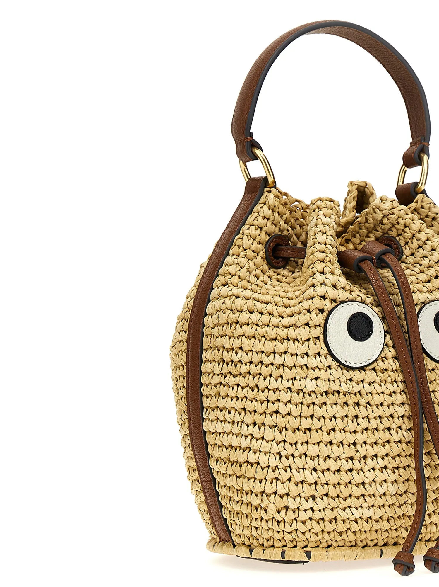 Anya Hindmarch    Anya Hindmarch 'Raffia Eyes Drawstring' Crossbody Bag