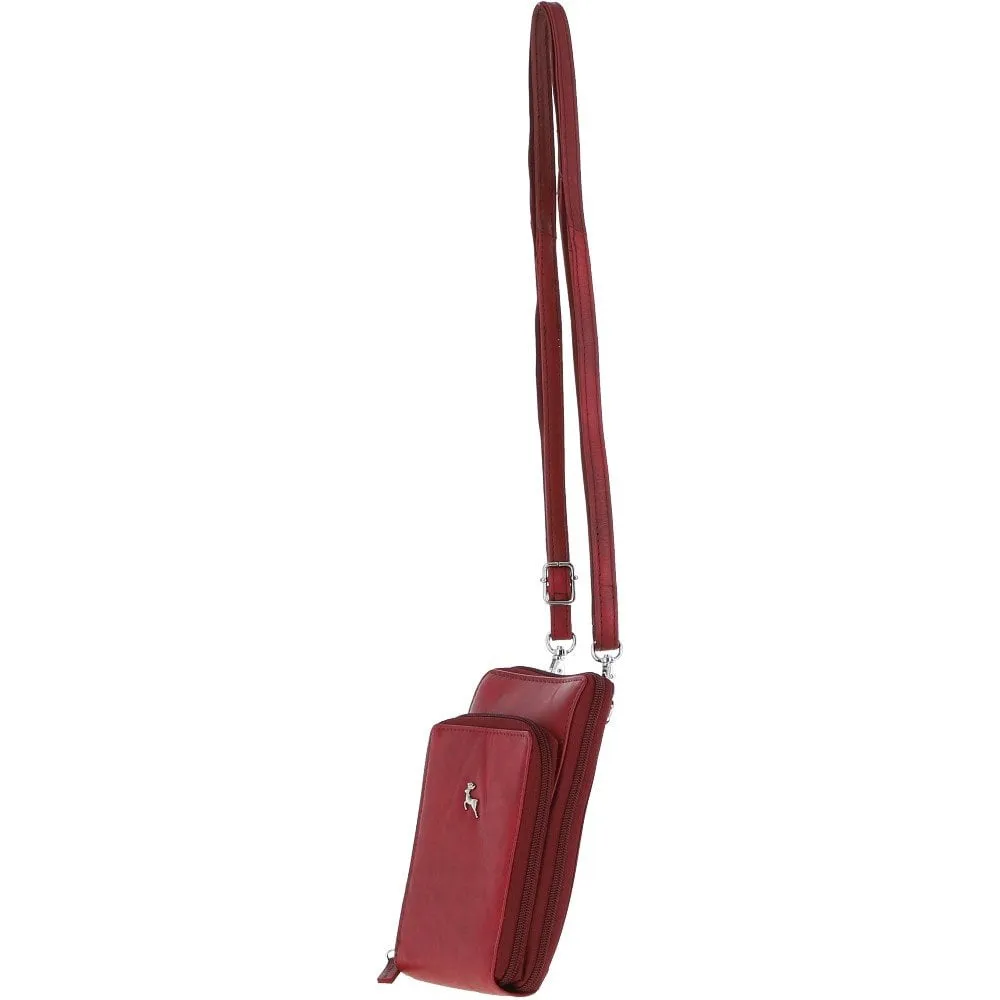 Ashwood Leather Crossbody Smart Phone Bag - Bordeaux: PH-2