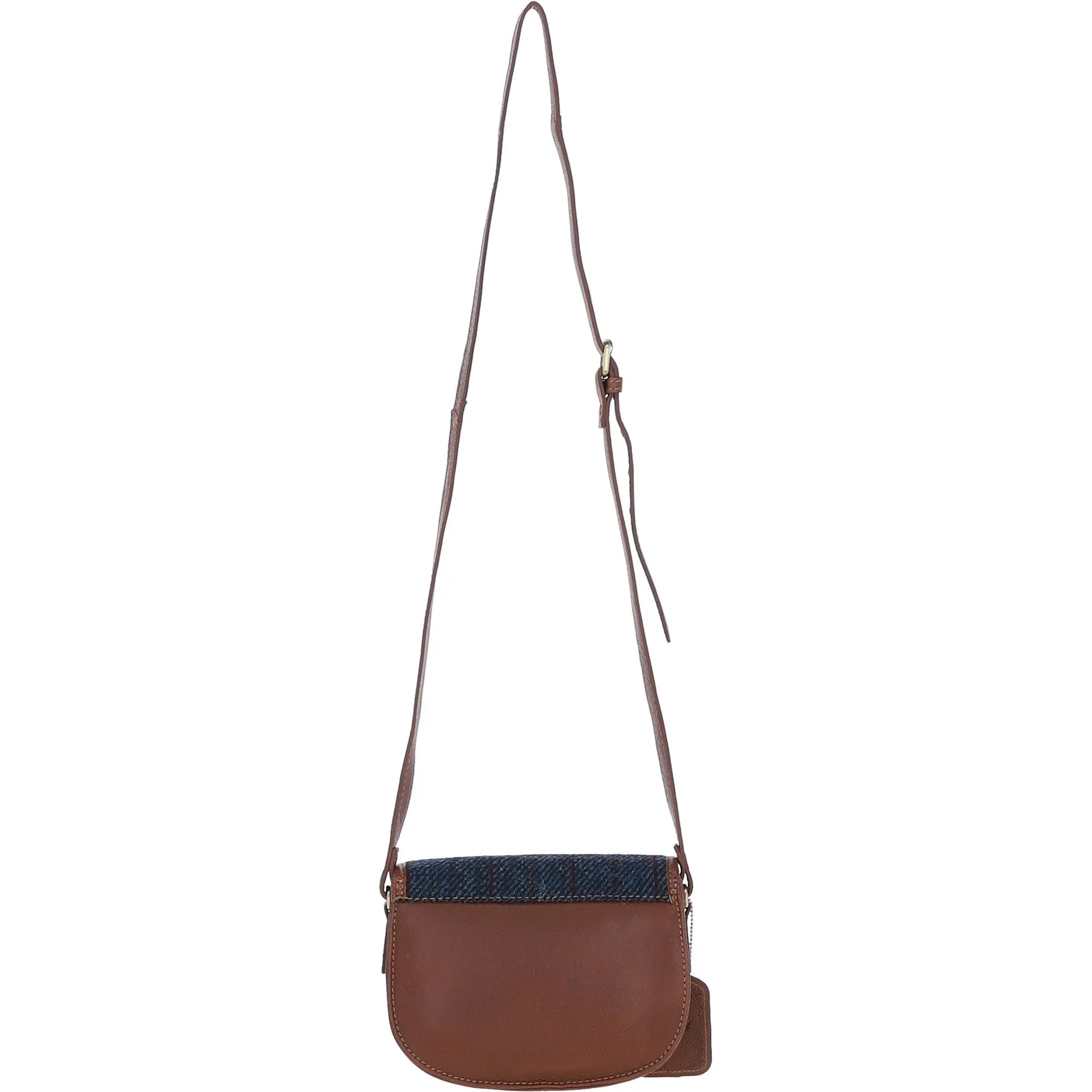 Ashwood Leather x Harris Tweed Saddle Crossbody Bag with Twist Lock Tan/Navy: TW-30-011-TN