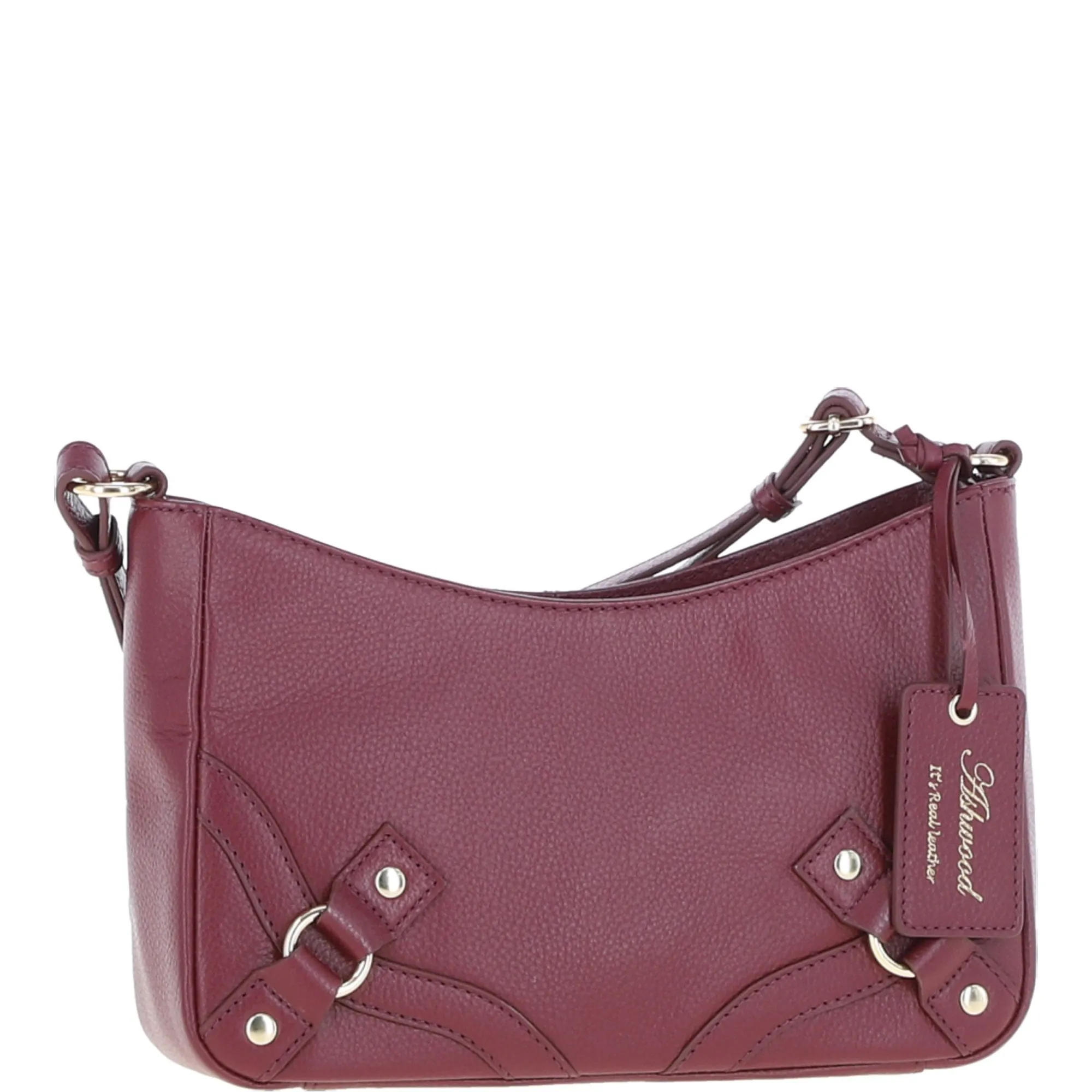 Ashwood Top Zip Leather Crossbody Bag Wine: Z-78