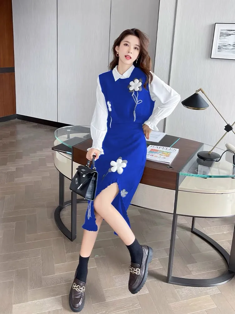 Autumn 2023 new style light mature style Yujie suit Hong Kong flavor small fragrance salt style early autumn sweater skirt two-p