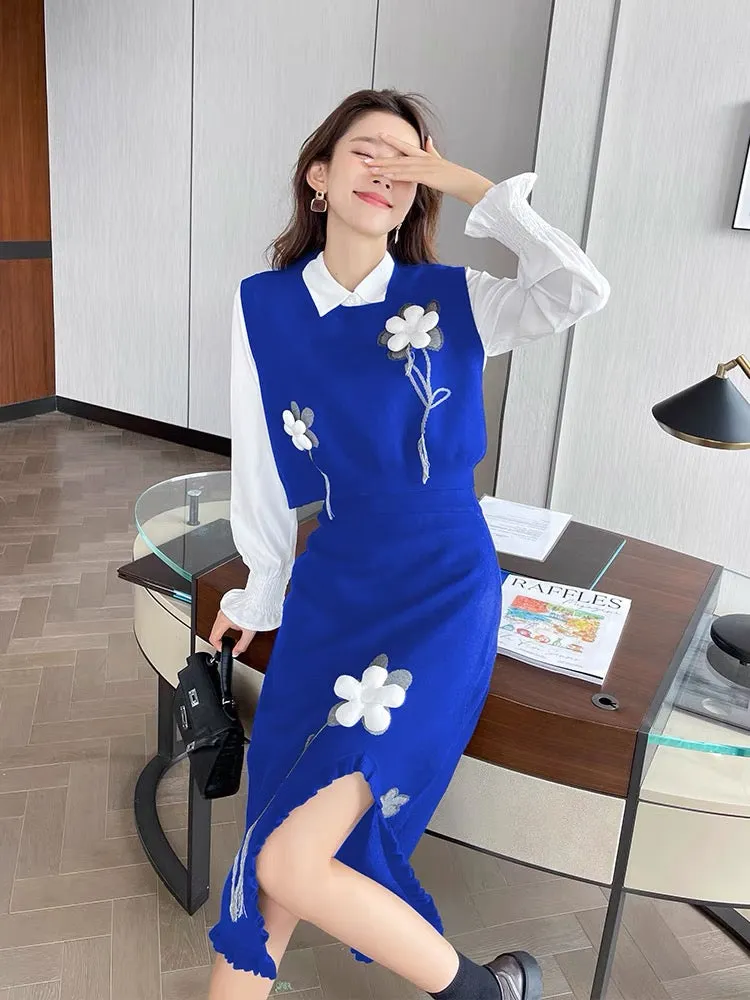 Autumn 2023 new style light mature style Yujie suit Hong Kong flavor small fragrance salt style early autumn sweater skirt two-p