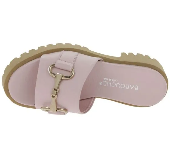 BABOUCHE Lifestyle mules de mujer zapatos de plataforma de moda hechos de cuero napa 130 rosa