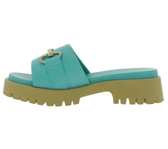 BABOUCHE lifestyle sandali con plateau da donna eleganti mules realizzati in nappa 130 baby blue