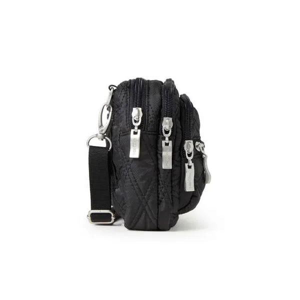 Baggallini TRZ419 Triple Zip Bagg Black Quilt 