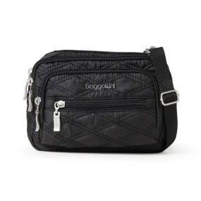 Baggallini TRZ419 Triple Zip Bagg Black Quilt 