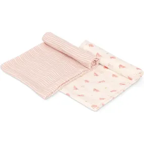 Bamboo Little Swaddle Blanket Set, Bunny & Pink Wave