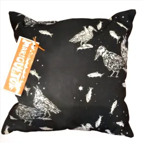 Boat, Fish & Bird Art Throw Pillows