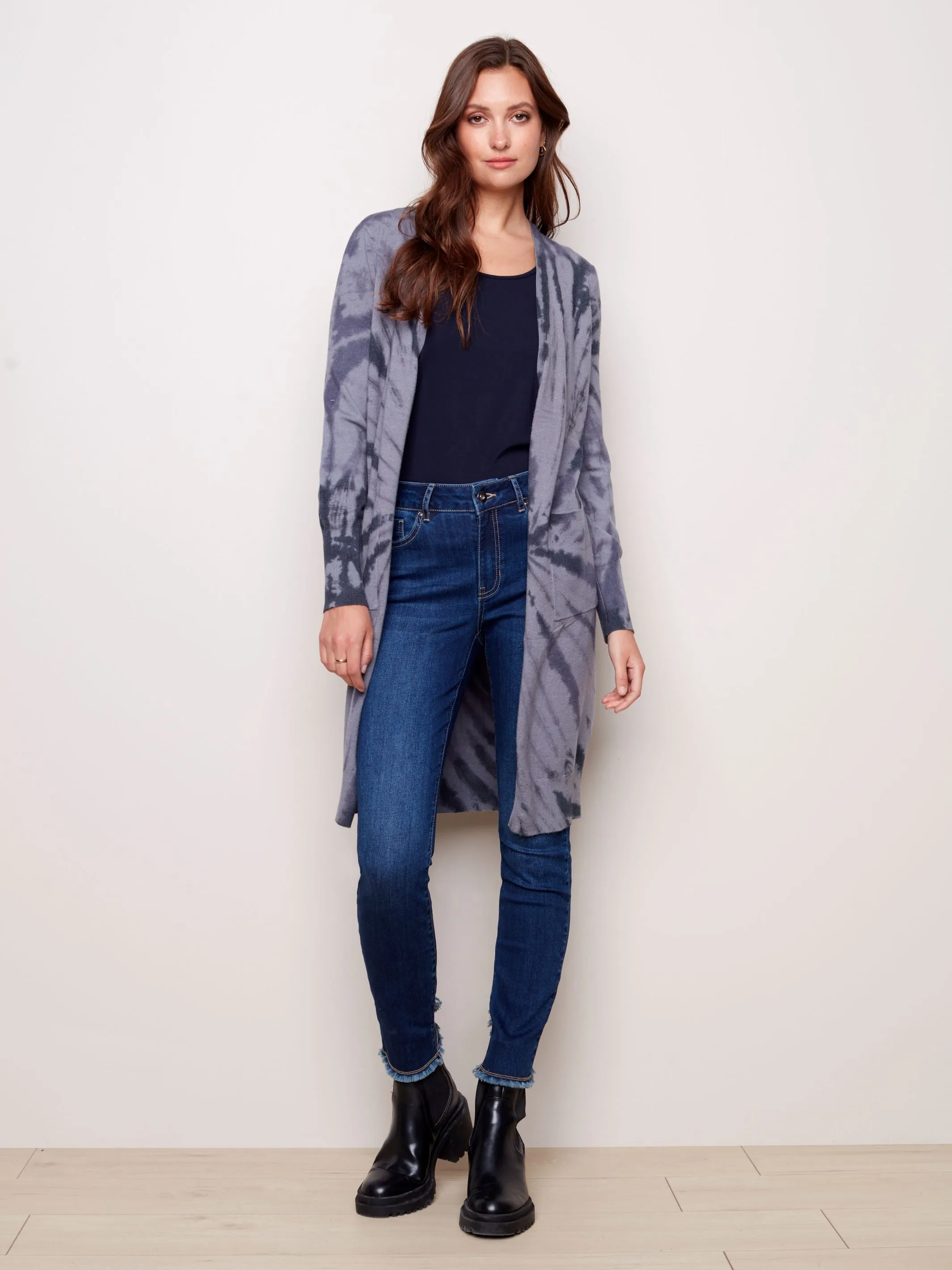 Charlie B Tie Dye Plush Long Cardigan