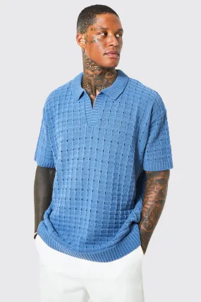 Chunky Knitted Open Stitch Polo