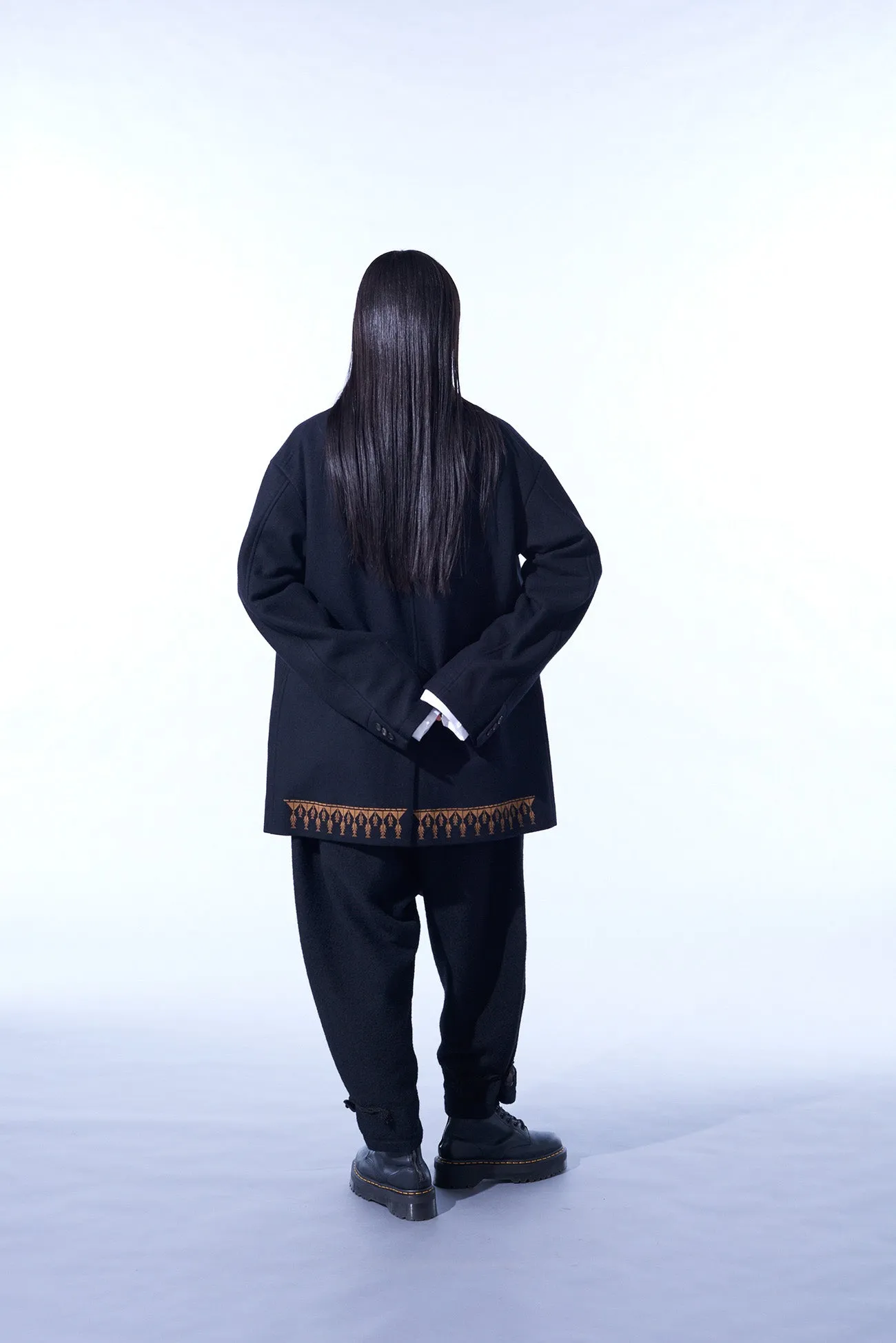 COMPRESSED JERSEY ETHNIC EMBROIDERED JACKET