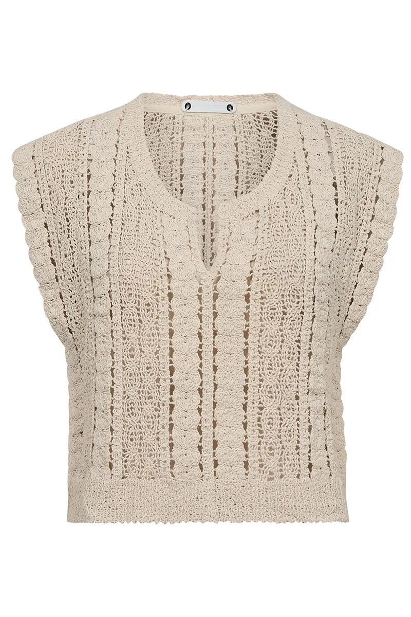 Corma Croche Knit Vest 32124 | Bone | Strik fra Co'couture