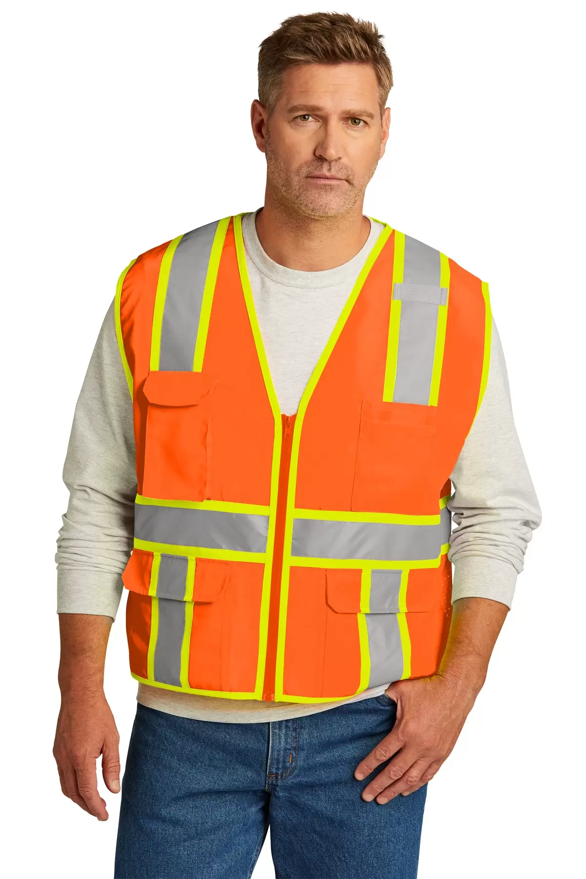 Cornerstone CSV105 CornerStone    ANSI 107 Class 2 Surveyor Zippered Two-Tone Vest SKU: CSV105