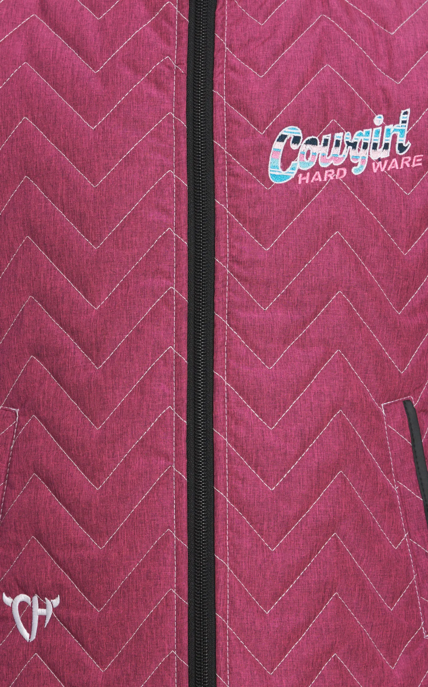 Cowgirl Hardware Girl's Fuchsia Zig-Zag Quilted Serape & Bling Logo Back Vest