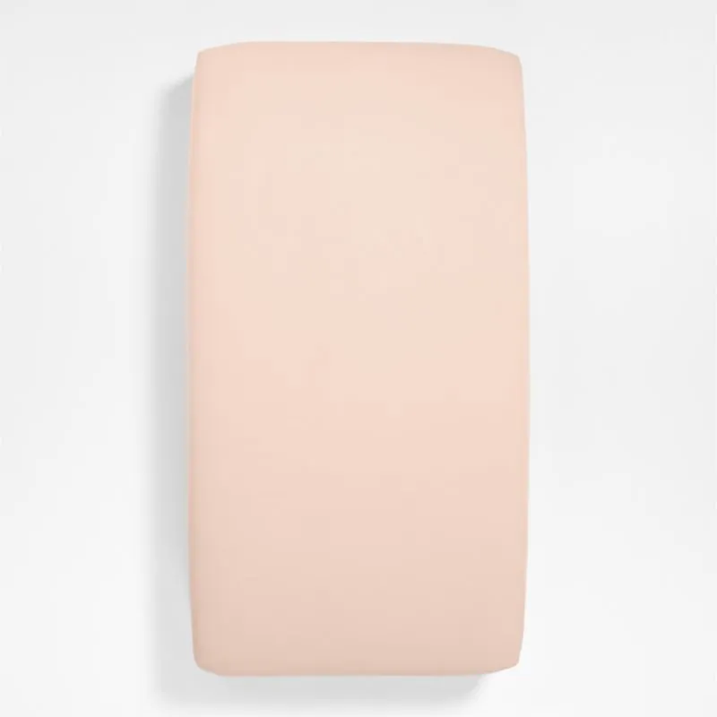 Crate&Barrel Supersoft Elegant Pink Organic Cotton Gauze Baby Crib Fitted Sheet