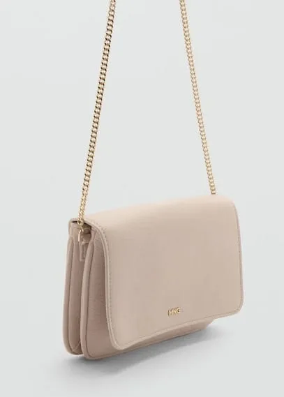 Crossbody bag with chain off white - Woman - One size - MANGO