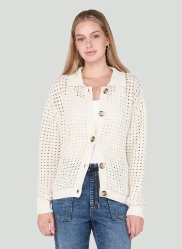 Dex Open Stitch Button Front Cardigan