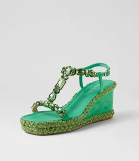 DJANGO & JULIETTE Vontey Light Emerald Suede Jewels Sandals