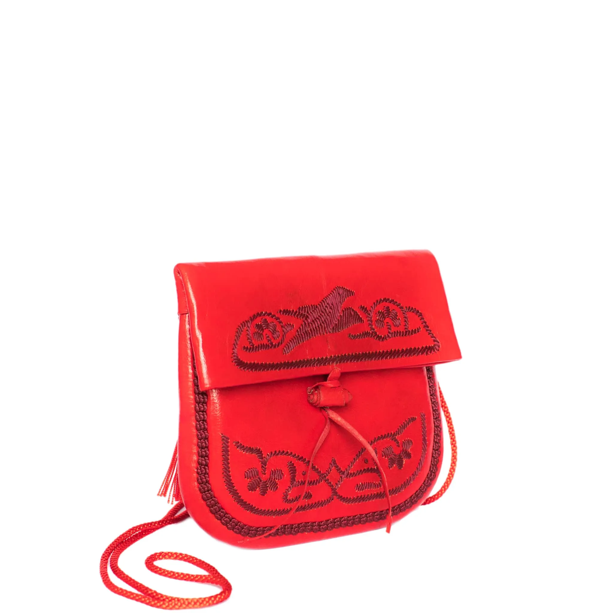 Embroidered Mini Crossbody Bag in Red