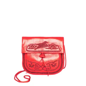 Embroidered Mini Crossbody Bag in Red