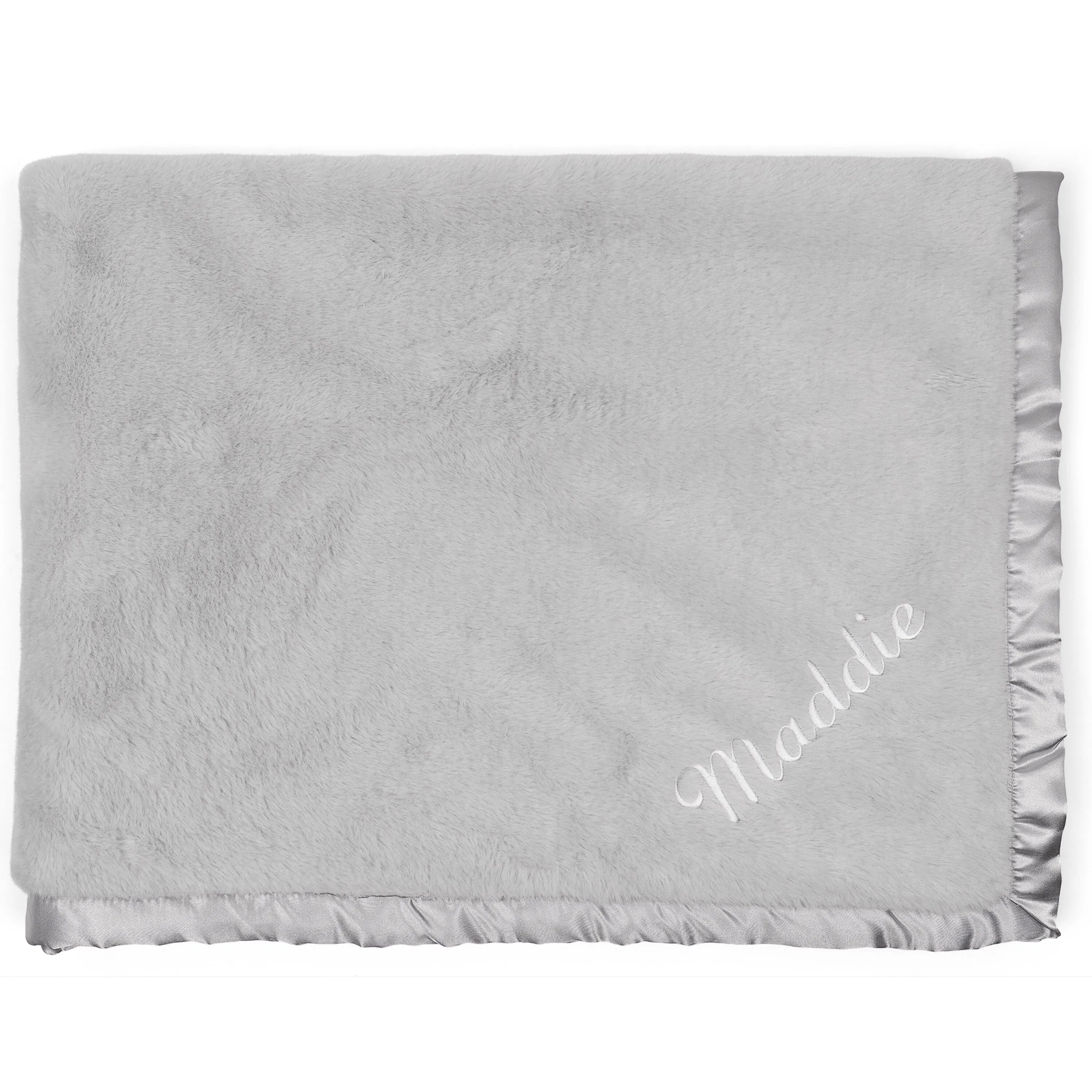 Embroidered Neutral Light Gray Plush Blanket