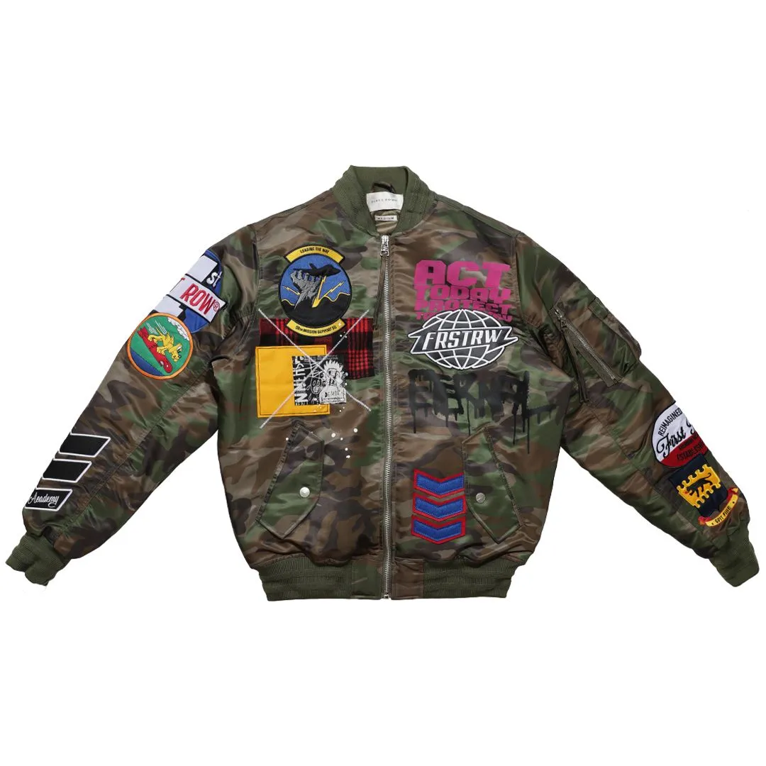 First Row Act Today Multi Patches Camo Jacket 