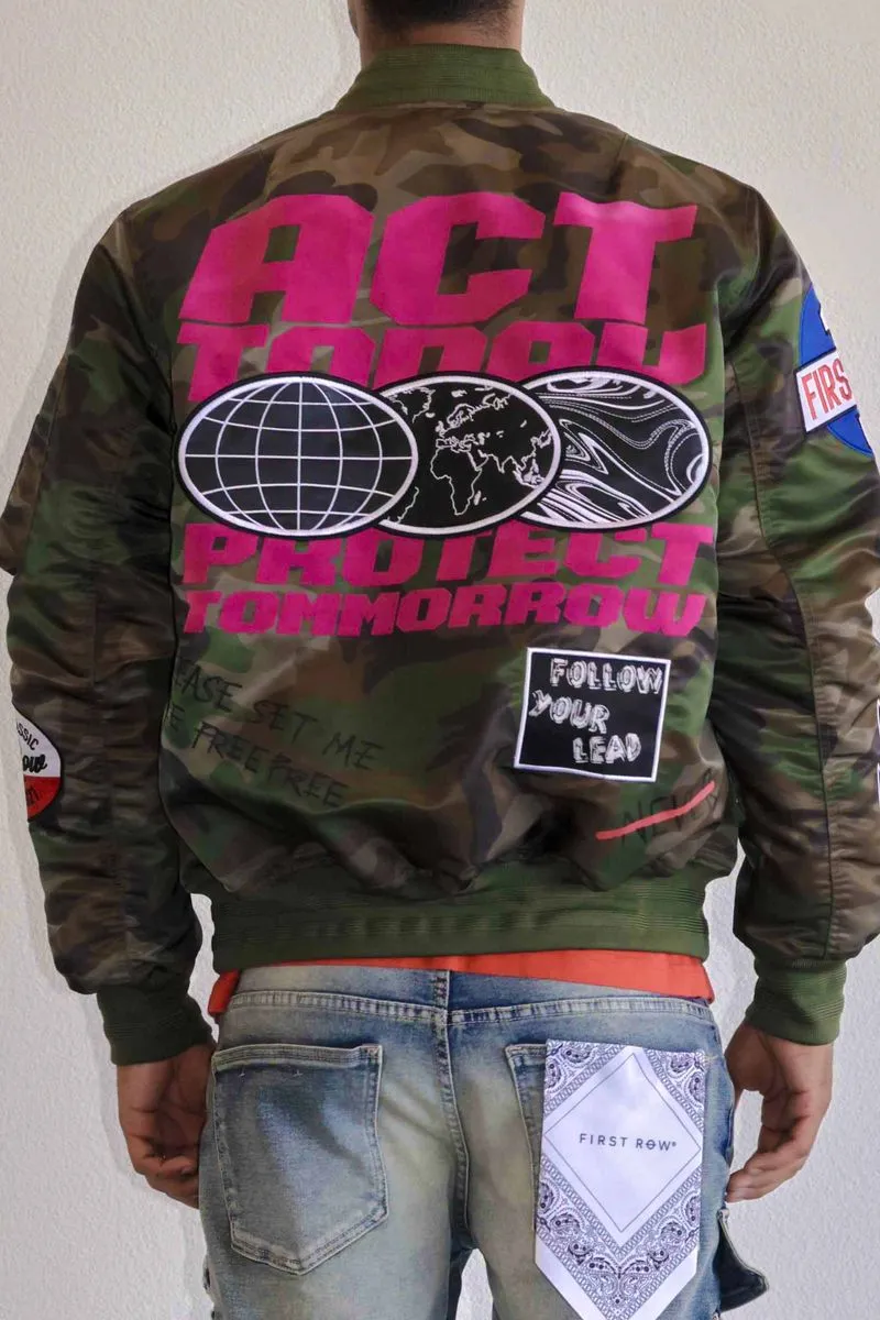 First Row Act Today Multi Patches Camo Jacket 