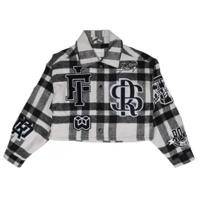 First Row All Over Logo Multi Patches Shacket Black Women's Jacket