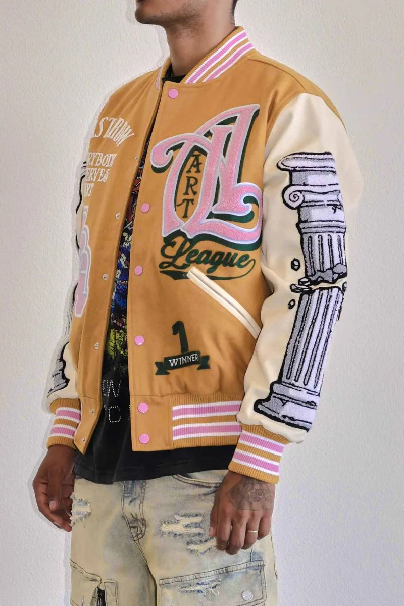 First Row Art League Multi Patches Varsity Jacket