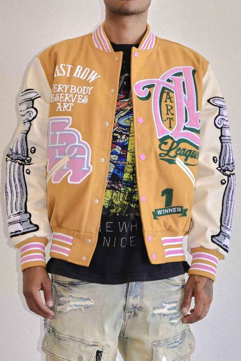 First Row Art League Multi Patches Varsity Jacket