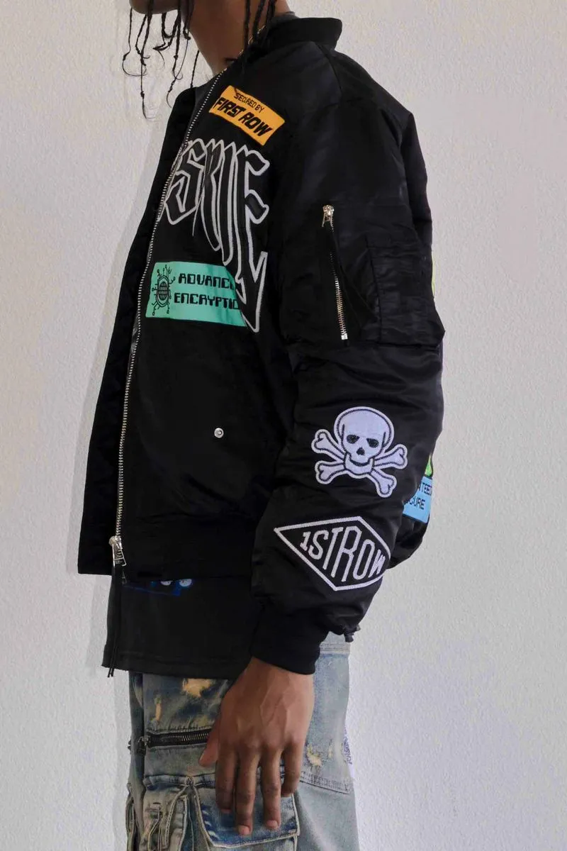 First Row Caution Multi Patches Black Jacket 