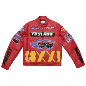 First Row Motor Racing Leather Red Jacket 