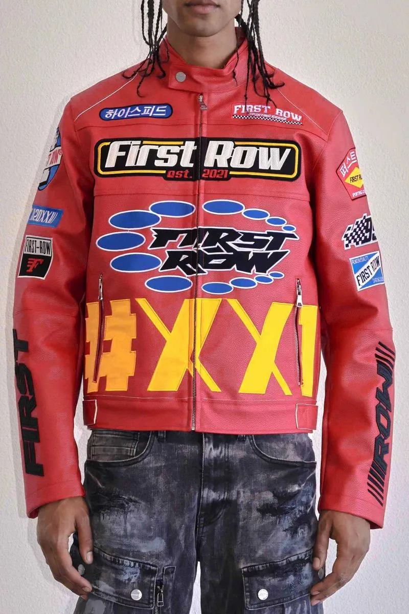 First Row Motor Racing Leather Red Jacket 