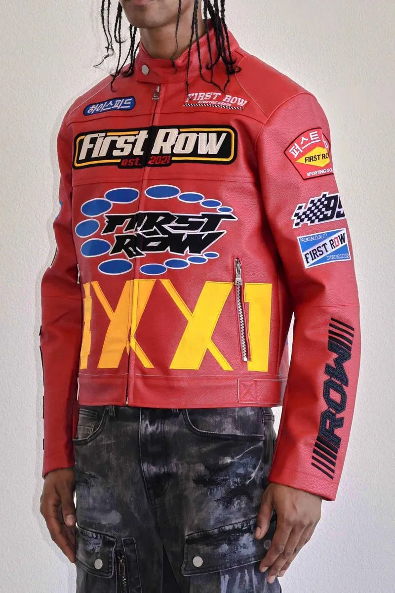 First Row Motor Racing Leather Red Jacket 