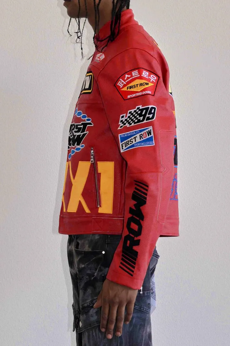 First Row Motor Racing Leather Red Jacket 