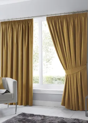 Fusion Dijon Blackout Yellow Pencil Pleat Curtains