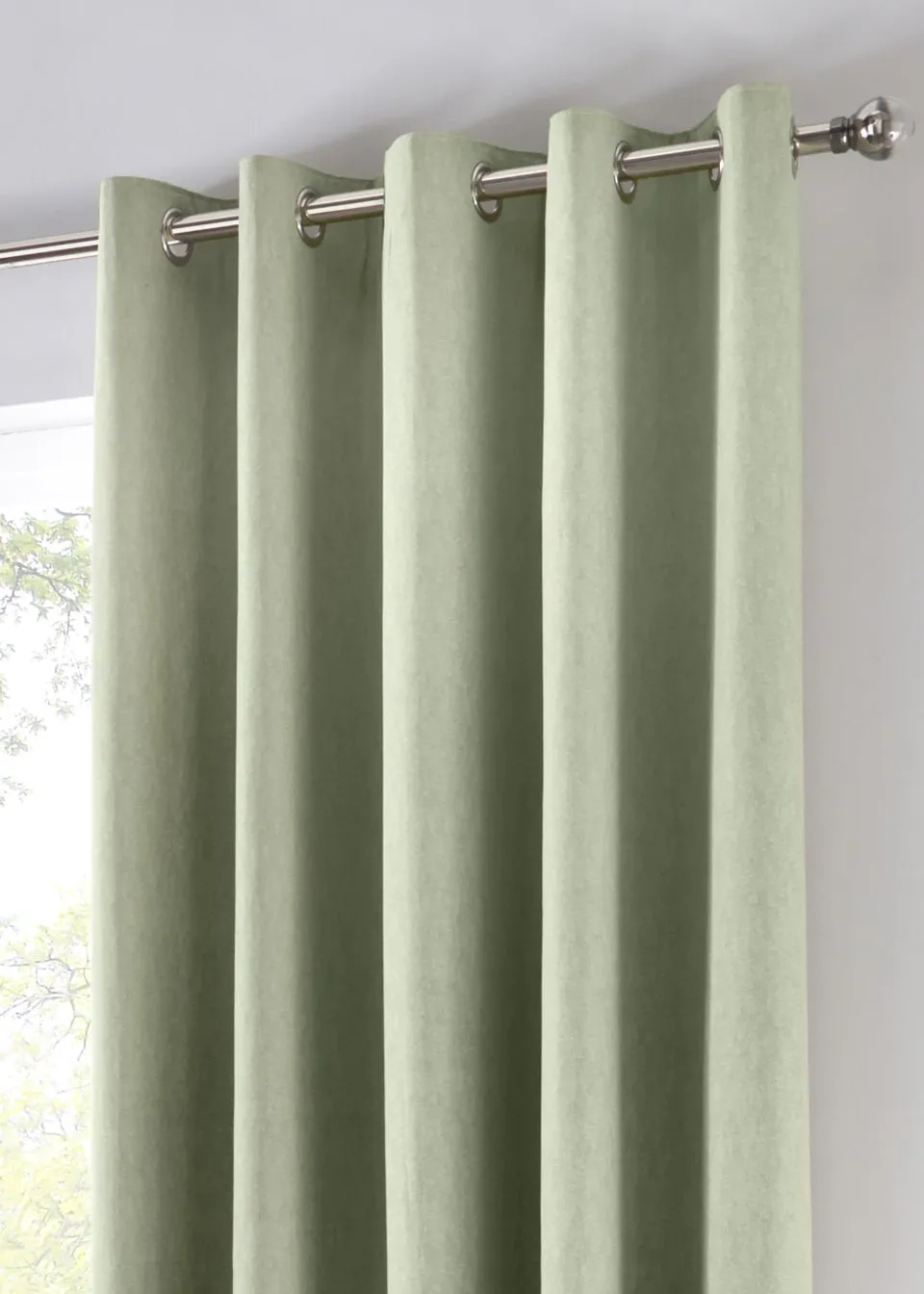 Fusion Sorbonne Green Eyelet Curtains