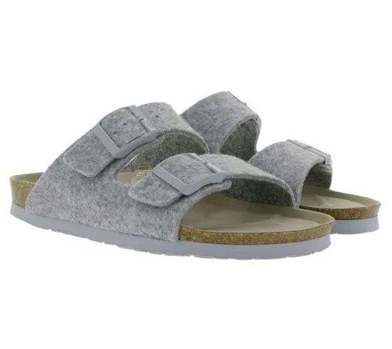 GENUINS Zapatillas de casa de mujer Hawaii Felt mules de fieltro vegano G104156 Gris