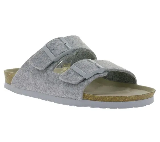 GENUINS Zapatillas de casa de mujer Hawaii Felt mules de fieltro vegano G104156 Gris