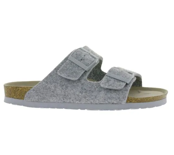 GENUINS Zapatillas de casa de mujer Hawaii Felt mules de fieltro vegano G104156 Gris