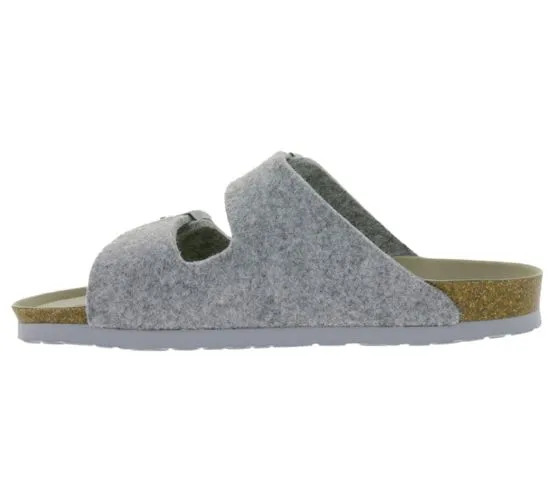 GENUINS Zapatillas de casa de mujer Hawaii Felt mules de fieltro vegano G104156 Gris