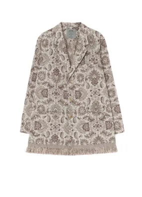 GOBELIN-STYLE JACQUARD SHIRT JACKET WITH FRINGE HEM DESIGN