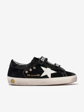 Golden Goose Kids Leather Old School Stripes And Star Trainers in Blac