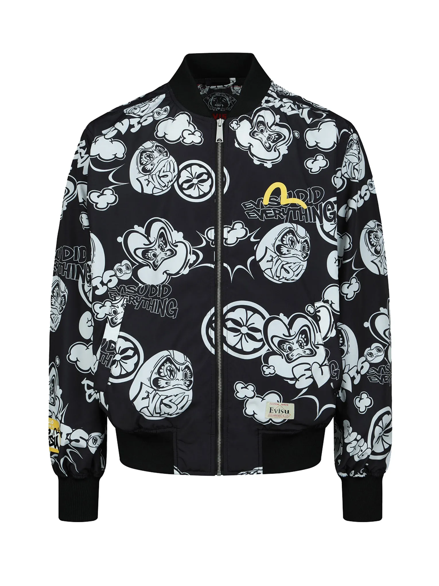 Graffiti Daruma Allover Print Bomber Jacket